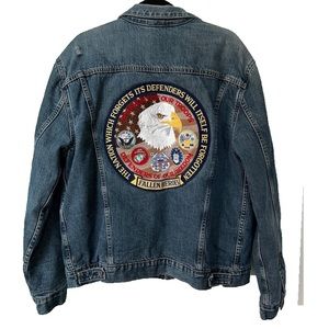 Vintage Levi's Harley Davidson Embroidered Military Jean Denim Jacket